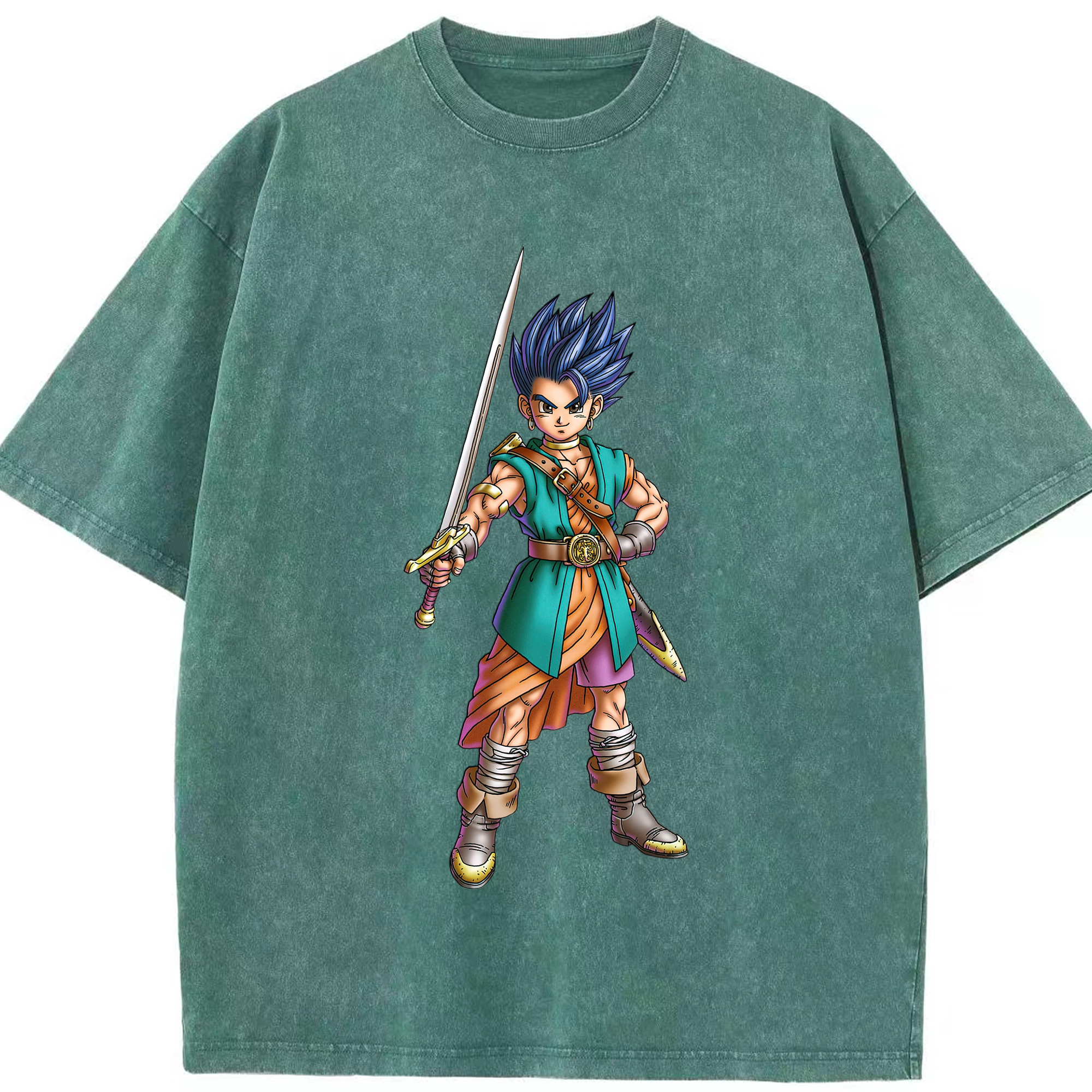 （画像用） ドラゴンクエスト Doragon Kuesuto Dragon Quest 綿100% ヴィンテージ風 半袖Tシャツ（フロントプリント）